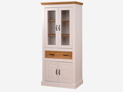 Cristaleira de Madeira Branco Lavado e cera / Coleção England 